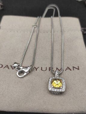 David Yurman 925Silver Necklace with Citrine Gem